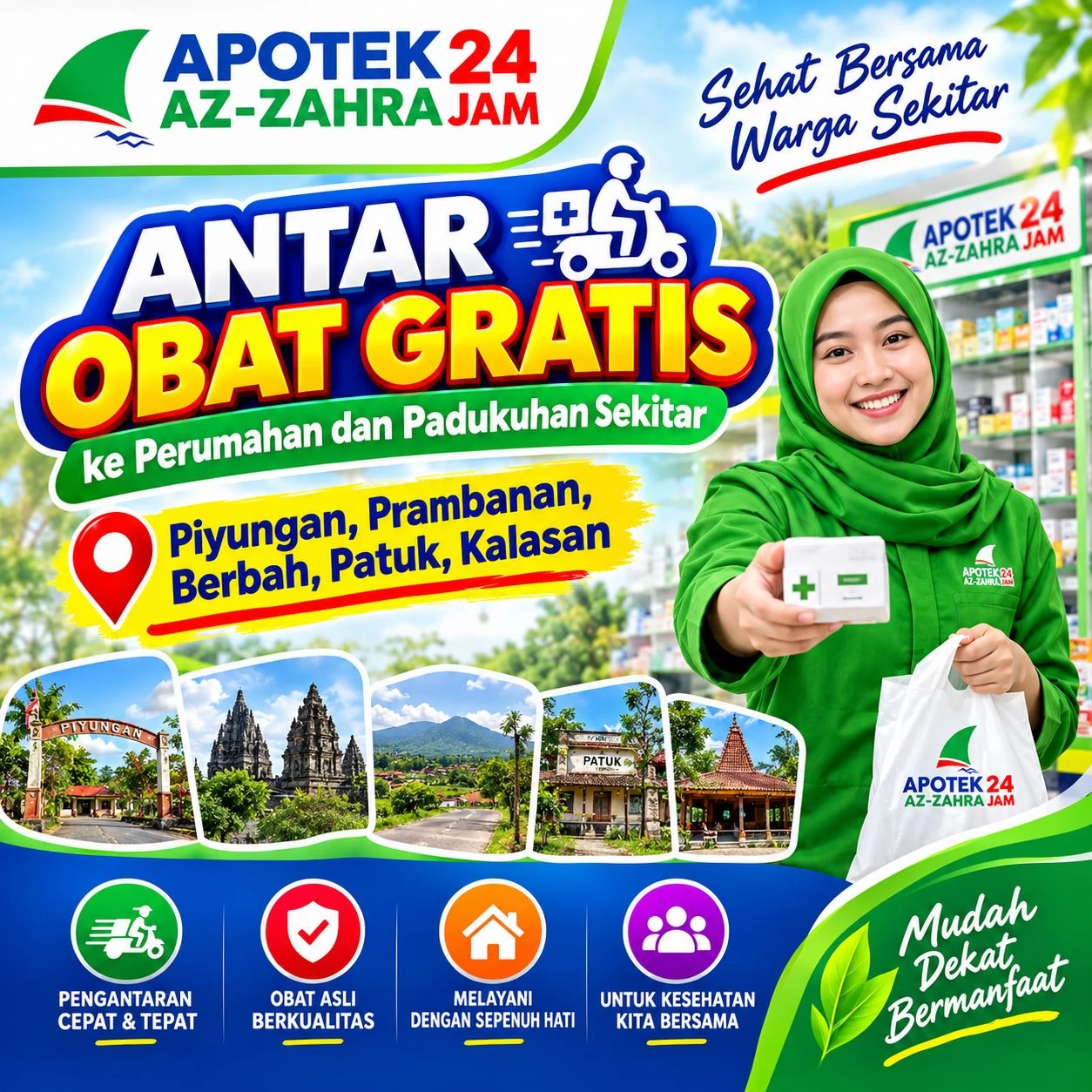 Antar Obat Gratis ke Perumahan dan Padukuhan Sekitar Piyungan, Prambanan, Berbah, Patuk, Kalasan